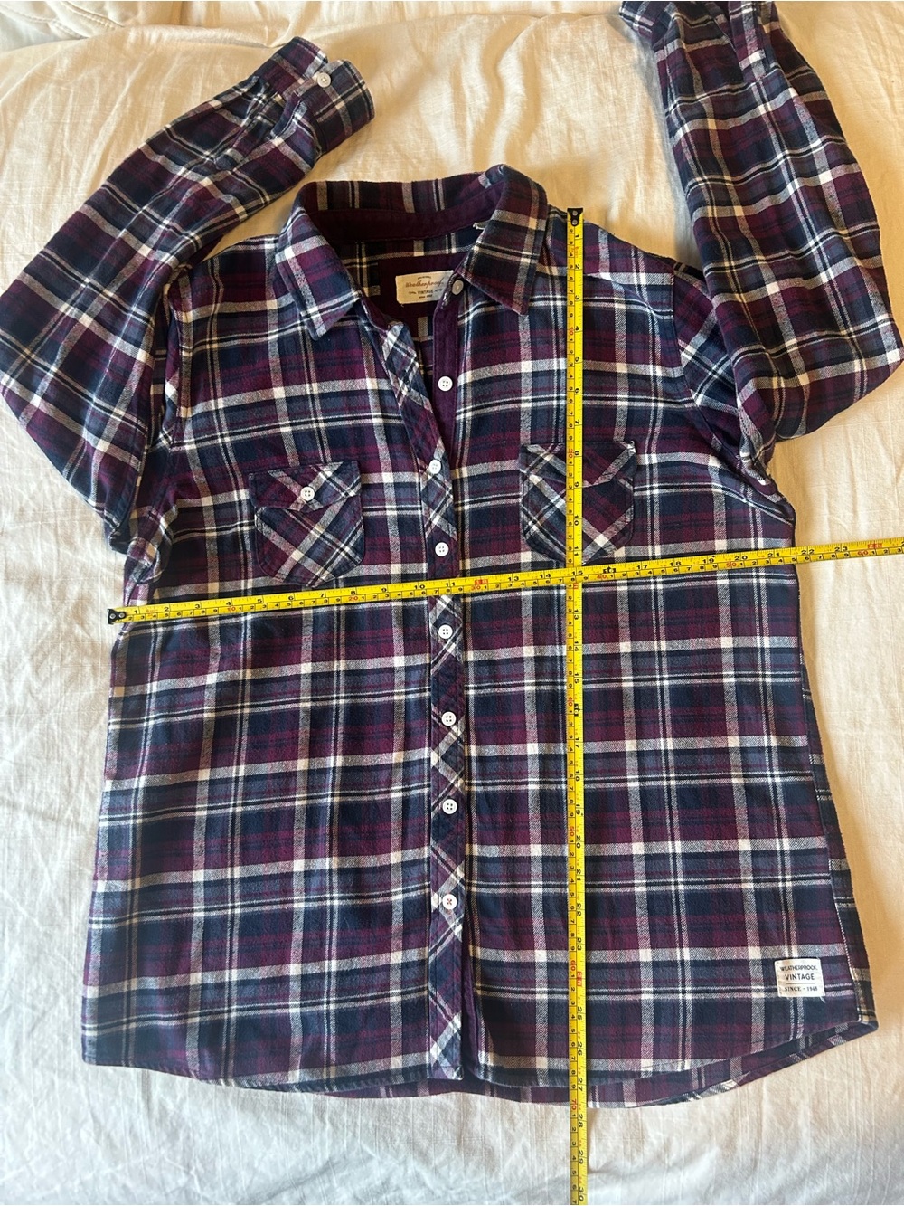 Weatherproof Men’s Plaid Button-Down Shirt in Purple, Navy, and White